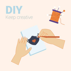 Vector illustration of hands crafting, DIY creative activity