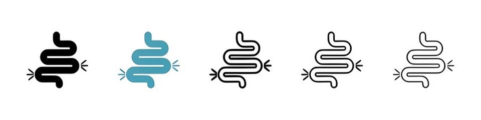 Obraz premium Digestive Health Vector Icon Set. Gut Wellness vector symbol for UI design. Thin line customizable illustration. Contour symbol. Vector isolated outline drawing. Editable stroke