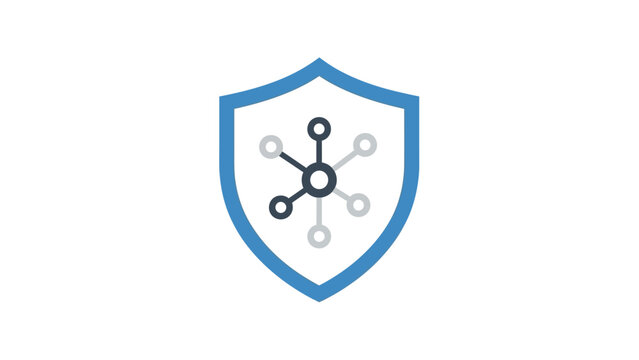 Shield with molecular structure graphic.
