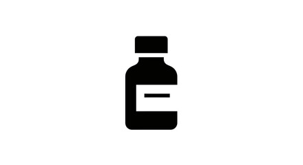 Obraz premium Black bottle icon with label.