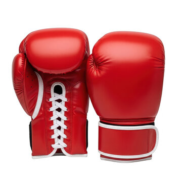 Red boxing gloves isolated on transparent background