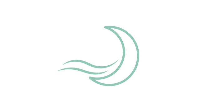 Minimalist green crescent moon symbol.