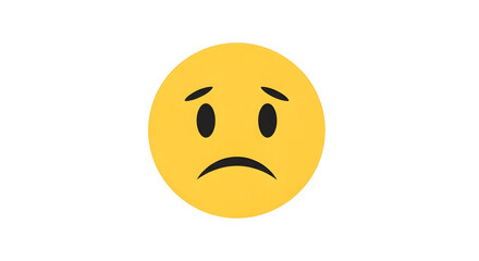 A simple yellow circular face with a frowning mouth and downcast eyes expressing sorrow