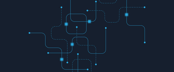 Obraz premium Abstract digital AI circuit board background with tech icons. Digital technology motherboard texture design. Engineering circuit board concept for poster, header, banner, website, presentation