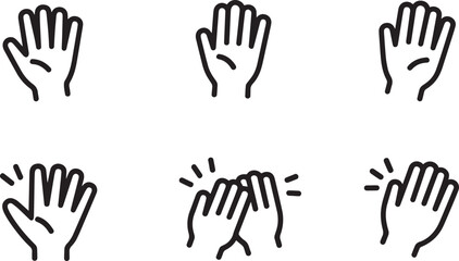 Obraz premium Hand drawn illustrations of left and right hands showing various finger counting gestures