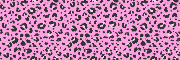 Glamour pink y2 leopard pattern. Seamless luxury African wildlife repeat. Abstract jaguar fur safari backdrop. Vector handdrawn animal fur bg. Cheetah panther surface pattern. Leopard print background © babayuka