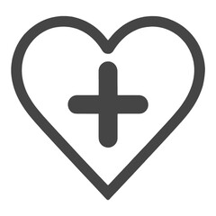 Obraz premium Heart With Plus Sign Outline Vector Icon