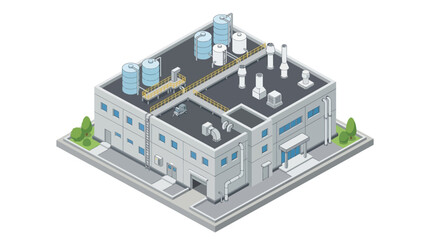 Industrial Building Isometric View Factory Production Facility Rendering