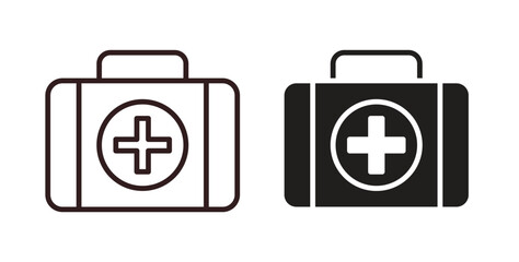 Obraz premium Doctor bag icon symbol vector illustration. vector flat clipart object eps10