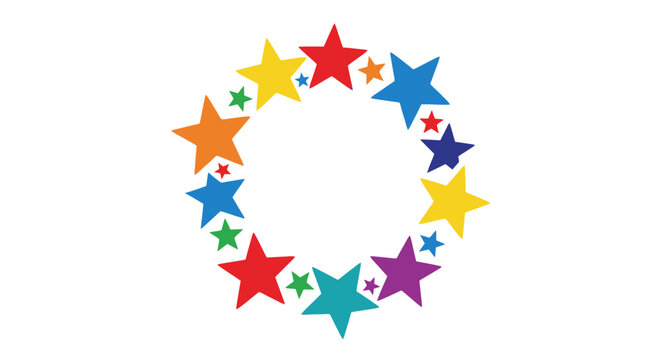 Colorful stars in circular formation.