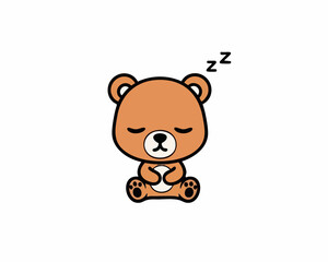 Naklejka premium Cute Sleeping Bear Cartoon Character Illustration with Zzz Symbol.