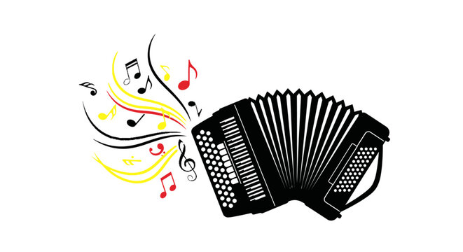 Black Accordion Musical Instrument Closeup.