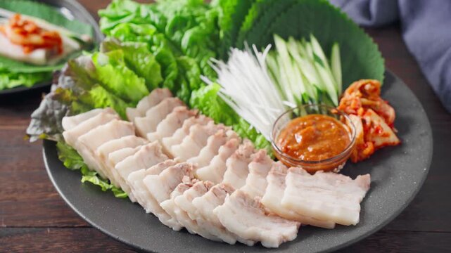 ポッサム 茹で豚と野菜の包み料理