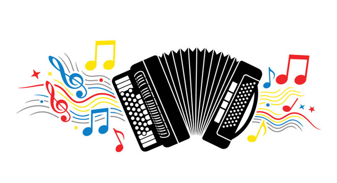 Black Accordion Musical Instrument Closeup.