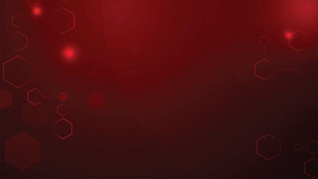 Hexagons shapes with a neon red glow create a modern, high-tech aesthetic