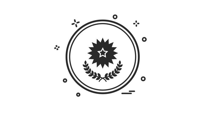 Black and white starburst logo design.