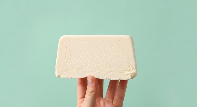 hand holding a plain semifreddo slice