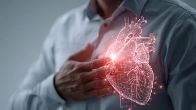 Heart Attack Concept with Digital Anatomical Heart Overlay
