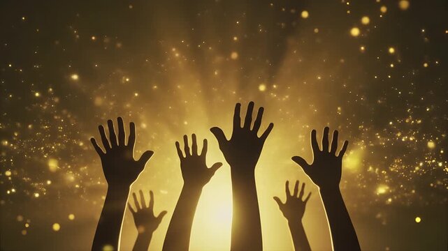Celebratory Hands Reaching for the Sky, Create By AI.