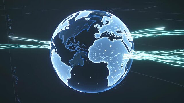 Futuristic Digital Earth Global Network Technology Animation