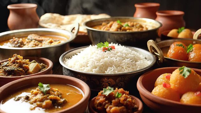 Bengali new year feast with traditional food for Pohela Boishakh