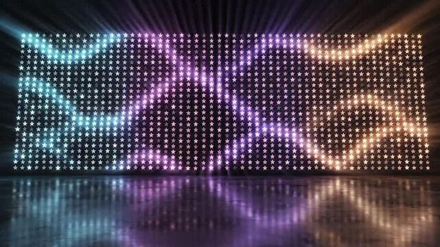 Dynamic star light display with gradient color wave patterns and reflection