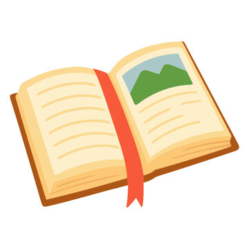 book with picture and description knowledge science education flat color vector illustration template design