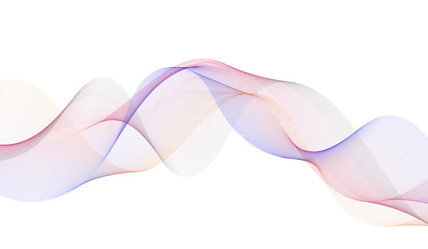 Abstract wavy line illustration in soft gradient pink, blue and purple colors against a neutral background isolated on transparent background