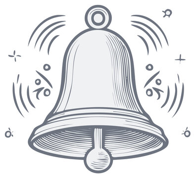 Ringing promotional bell with percentage signs indicates a special sale or offer drawing attention to a limited-time discount deal