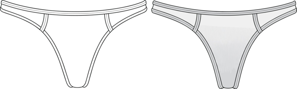 Two Gray Thong Underwear with Different Coverage Levels