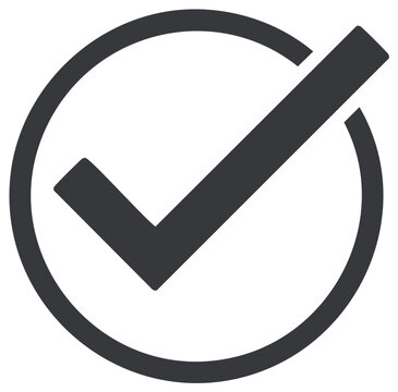 Dark gray check mark icon inside a circle, approval or confirmation symbol.