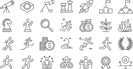 Collection of hand drawn vector icons isolated on transparent background for various themes © md