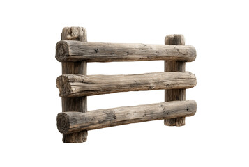 Obraz premium Rustic wooden fence section on transparent background