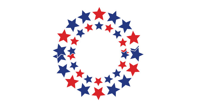 Red blue and white star shapes.