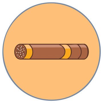 Classic brown cigar icon in a flat design style with a long shadow vector illustration
