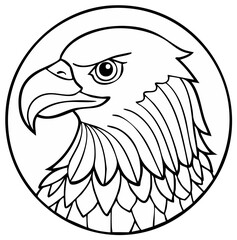 Obraz premium Stylized Eagle Head Emblem in Circle Outline Graphic Design