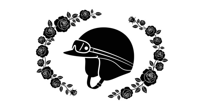 Black motorcycle helmet with goggles.