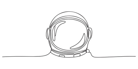 Continuous one line drawing of an astronaut helmet. Concept of space exploration, science and future © MOHAMMAD
