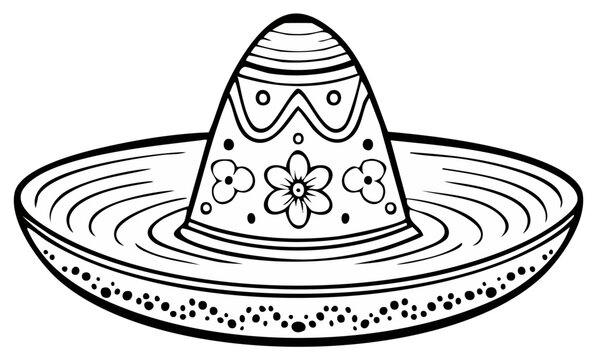 Decorative Mexican Sombrero Hat with Floral Design and Festive Patterns