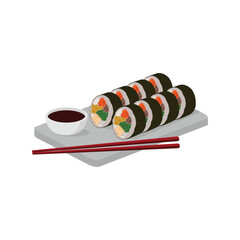 Sushi rolls on plate Vector Illustration © Kranti
