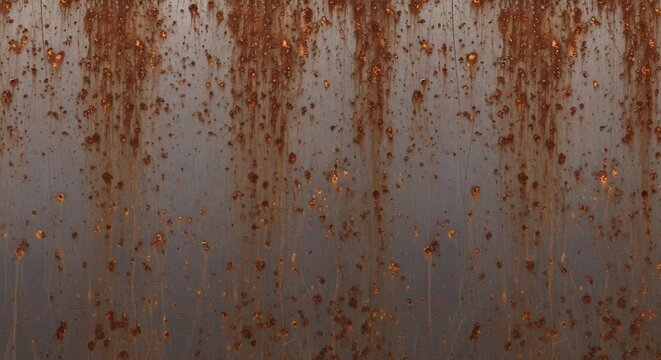 Close-up Texture of Rusted Metal Surface with Dripping Stains.