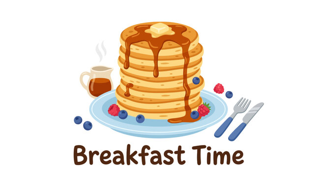 A stack of pancakes with syrup and fruit.