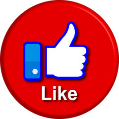 Fototapeta premium Blue and white Facebook like button thumbs up icon isolated on transparent background
