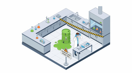 Obraz premium Isometric illustration of industrial laboratory setting.