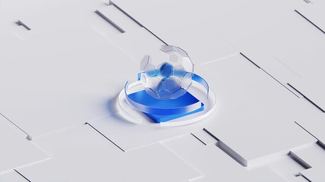 animated secure user identity icon with rotating transparent barrier shield. 3D loops animation