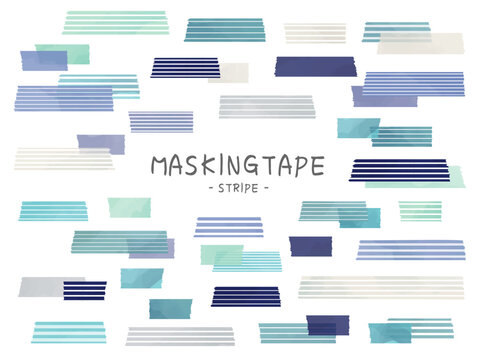 Cool Blue Watercolor Stripe Masking Tape