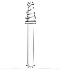 Vintage glass vial with screw cap and textured top on white background sketch style
