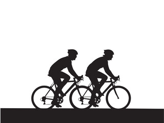 Naklejka premium Cycling Silhouette Vector Cyclist, Biking Mountain, Racing, Leisure Adventure Vectors