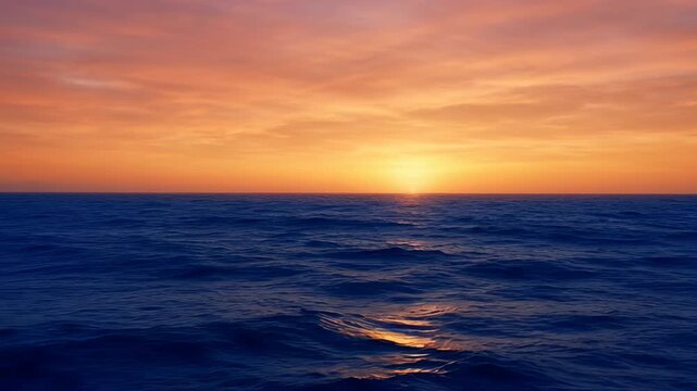 Immersive 360 Virtual Reality Ocean Scene at Sunset with Vibrant Sky and Calm Waves for and