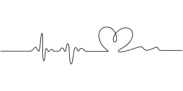Continuous one line art illustration of a heart shape with a medical cross inside, concepts for healthcare and well-being
